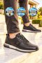 Black Genuine Leather Lace-Up Men's Casual Sneakers 42172 - 3