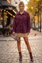 Italian Burgundy-Collared, Sleeve-Cuffed, Metal-Buttoned, Pre-Washed, Sequin-Decorated Gabardine-Woven Jacket 70 65 - 6