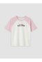 Alita City Lcw Kids White Text Printed Girls' T-Shirt with Difference in Color - 2