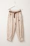 Italian Ecru Pocketed, Belted, Elasticated Hem, Harem-Style Pants with Jacquard Woven Velvet, Size 94 70 - 2