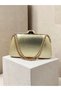 Gold Metallic Matte Leather Women's Evening Clutch with Gold Accents and Chain Strap for Weddings - 3