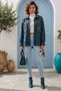 Italian Indigo Gabardine Woven Jacket with Cuffed Sleeves, Metal Buttons, and Washed Sequins 70 65 - 4
