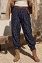 Italian Navy Blue Pants with Pockets, Belt, Elastic Waist, and Elasticated Hem, Jacquard Woven, Size 94 70 - 3