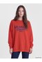 TWO MT SHOP QUALITY LCW Modest Red 3-Thread Brushed Inside Printed Oversized Women's Sweatshirt Tunic