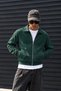 Men's Dark Green Polo Collar Zipper Jacket - 6
