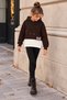 Brown Girls' Two-Tone Hooded Sweatshirt with Bow Detail 25120 - 2
