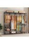 Heavy Duty Garment Rack with Adjustable Shelves(Style K-Black) - 8