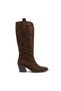 ZRNE-C16 Lux Coffee Suede Western Cowboy Boots with 6 cm Heels - 2