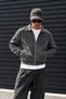 Men's Charcoal Grey Polo Collar Zipper Jacket - 6