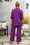 Italian Burgundy Shirt Collar, Wide-Leg, Slim-Fit Corduroy Woven Top and Bottom Set 77-102 70-68 - 8