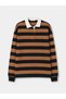 TWO MT SHOP QUALITY LCW Vision Brown Striped Women's polo collar sweatshirt - 5