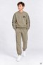 Khaki Boys' Sweatsuit Set with Striped Detail and Printed Text, Crew Neck, 25017