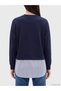 TWO MT SHOP QUALITY Navy Blue Scuba Fabric Striped Loose & Oversized Women's Sweatshirt Tunic - 4
