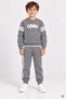 Charcoal Grey Boys' Summer Embroidered Crew Neck Sweatshirt and Pants Set 25054 - 2