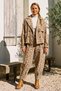 Italian Beige Jacket with Collar, Pockets, Belt, and Elastic Waistband—Jacquard Woven Velvet Top and Bottom Set, Sizes 64–94, 64–70 - 5