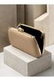 Beige Matte Leather Women's Evening Clutch with Gold Accents and Chain Strap—Perfect for Weddings and Engagement Parties - 4