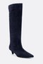 BALLY Navy Suede Genuine Leather Women's Low-Heeled Boots - 7