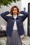 Italian Navy Blue Gabardine Woven Jacket with Cuffs, Metal Buttons, and Washed Sequins 70 65 - 4