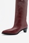 IVES Burgundy Leather Women's Chunky-Heeled Short Boots - 8