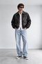 Men's Oversized Leather Bomber Jacket