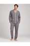 Men's Long-Sleeved, 100% Cotton, Full-Length Button-Down, Pocketed Pajama Set