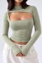 Women's Mock Neck Blouse with a Cutout at the Chest