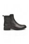 Black Genuine Leather Women's Classic Zip-Up Boots with Fleece-Lined Insulation 27492-1 - 2