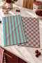 Aqua Stripe Striped Pattern and Checkered Pattern Digitally Printed 2-Piece Kitchen Towel Set, 35x55 cm - 8