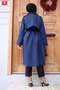 Two-Tone Belted Trench Coat, Indigo HM2983 - 5