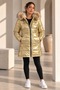 Shiny Gold Puffer Coat with Fur Hood ST7834 - 2