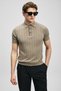 Bold Men’s Polo Collar Short-Sleeve 100% Cotton Knit Sweater, Sand - 3