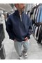 Navy Blue Panda-Print Sweatshirt with half-zip HM- - 3