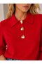 Women's Polo Collar, Button-Collar Detail, Soft-Textured, Long-Sleeve Knit Sweater 12511.Crs - 2