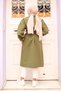 Khaki Belted Trench Coat with Shoulder Detail and Pile, HM2985 - 5