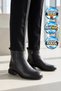 Black Genuine Leather Women's Classic Zip-Up Boots with Fleece-Lined Insulation 27492-1 - 3