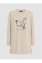 LCW EVERYDAY Beige Scuba Fabric Printed Oversized Women's Sweatshirt Tunic—The ALITA CITY Difference - 5
