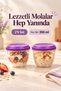 Set of 2 Pink Portable Yogurt Containers with Two Compartments for Storing Granola, Oats, and Nuts—Lunch Box, 350 ml