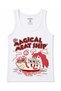 The Magical Meat Ship – Retro Cartoon-Style Meat Ship and Spaghetti Volcano-Themed Tank Top