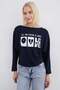 "Love" Print Boat Neck Batwing Sleeve Blouse - 5