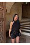 Sequined Dress with a Mock Neck and Skirt - 4
