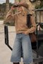 Women's Camel-Neck Lace-and-Collar Detail Soft-Textured Knit Sweater - 3