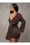 Rochie mini, maro - 2
