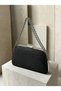 Glittery Glittery Clutch Bag with Silver Accents and Chain Strap for Women—Perfect for Weddings, Engagements, and Graduations - 5