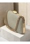 Glittery Gold and Gold-Toned Chain-Accented Women's Evening Clutch Bag with Gold-Toned Accents—Perfect for Weddings, Engagements, and Graduations - 2