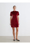 LCW Comfort Burgundy Velvet Shift Dress, Featuring the ALITA CITY Touch - 2