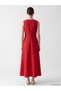LCW Comfort Red Plain Loose & Oversized Oval-Neck Long Evening Gown—The ALITA CITY Difference - 4