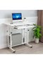 Height Adjustable Mobile Laptop Side Table, Rolling Sofa Side Desk 60 x 45 x 85 cm, White