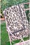 Beige Cotton Shawl with Leopard Pattern - 3