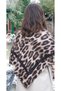 Beige Cotton Shawl with Leopard Pattern