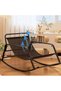 Oversized Rocking Chair with Thick Padded Cushion, Reclined Backrest and Armrests, 110 x 84 x 74 cm - 3